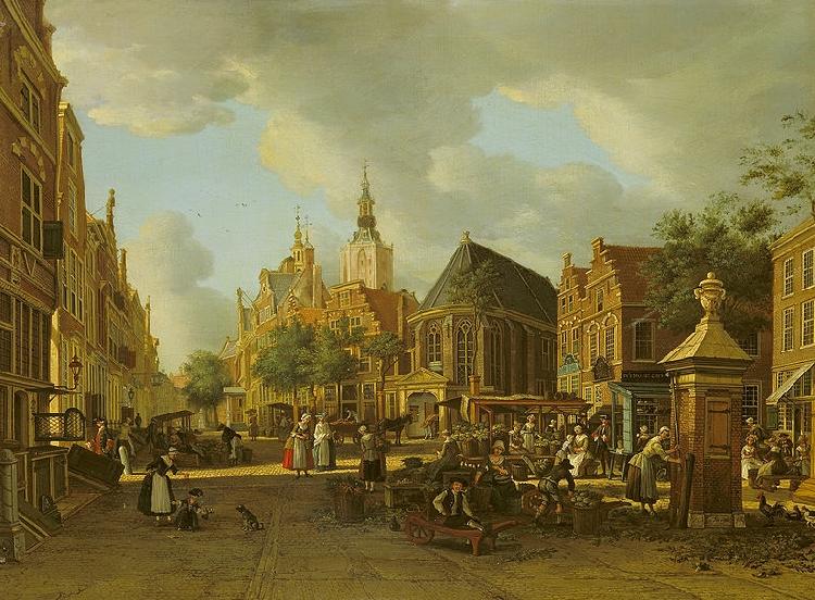 unknow artist The Groenmarkt as seen towards the Westeinde oil painting image